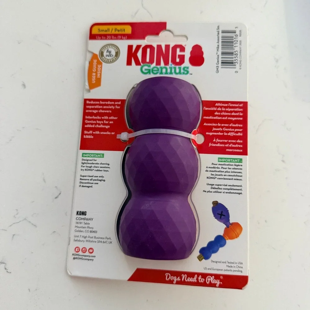 KONG Genius Mike Small Purple Treat Release Puzzle Dog Toy Average Chewers GM3